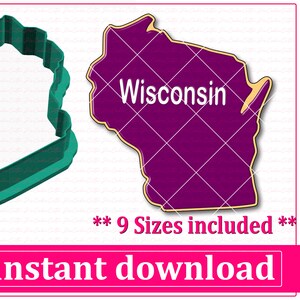 Wisconsin Map Cookie Cutter STL Datei Sofort-Download, STL Cookie Cutter Datei