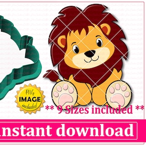 ライオンクッキーカッターSTLファイルの即時ダウンロード、STLクッキーカッターファイル