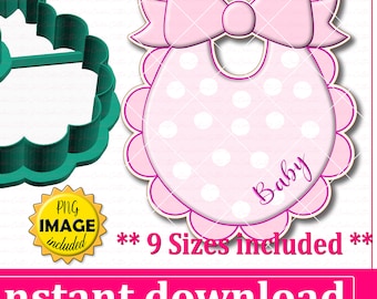 Ausgebackene Baby Lätzchen mit Band Cookie Cutter STL Datei Sofort-Download, STL Cookie Cutter Datei