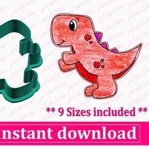 かわいい恐竜クッキーカッターSTLファイルの即時ダウンロード、STLクッキーカッターファイルのデジタルダウンロード