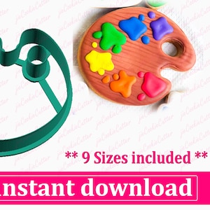 Paint Palette Cookie Cutter STL, 9 Sizes (Digital Download)