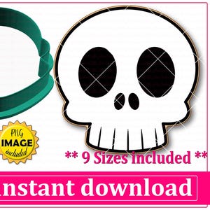 Skull Cookie Cutter STL File Instant Download, STL Cookie Cutter File