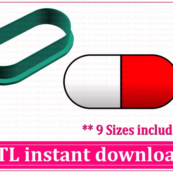 Medical Pill Cookie Cutter STL File Instant Download, STL Cookie Cutter File