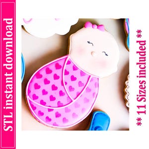 Swaddled Baby Girl Cookie Cutter STL File Instant Download, STL Cookie Cutter File