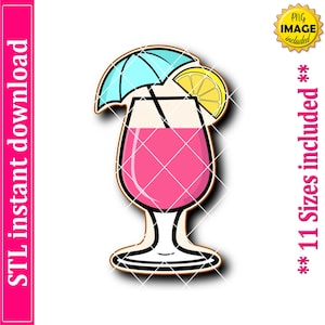 Cocktail Drink Cookie Cutter STL File Instant Download, STL Cookie Cutter File