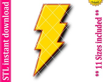 Lightning Bolt Cookie Cutter STL File, 11 Sizes (Digital Download)