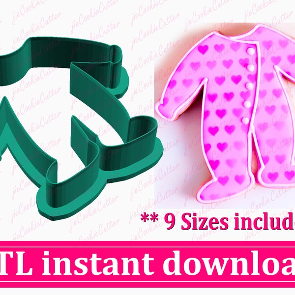 Baby Pajamas Cookie Cutter STL File Instant Download, STL Cookie Cutter File