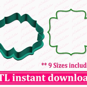 Plaque Cookie Cutter STL File Instant Download, STL Cookie Cutter File