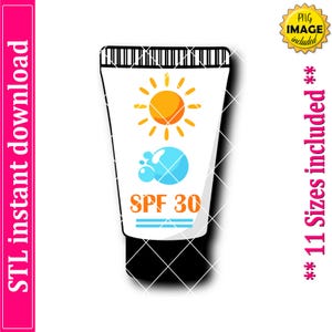 Sunscreen Cookie Cutter STL File Instant Download, STL Cookie Cutter File