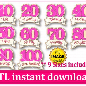 バナー付き10年番号クッキーカッターSTLファイルの即時ダウンロード、STLクッキーカッターファイル