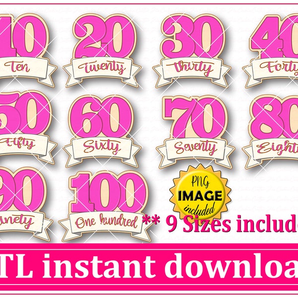 Decade Number With Banner Cookie Cutter STL File Instant Download, STL Cookie Cutter File