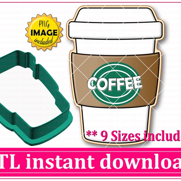 Takeaway Coffee Cup Cookie Cutter STL File Instant Download, STL Cookie Cutter File