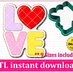Archivo STL de cortador de galletas Love Descarga instantánea, archivo STL de cortador de galletas