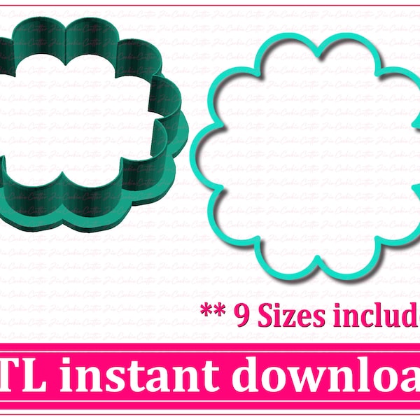 Round Scalloped Circle Cookie Cutter STL File Instant Download, STL Cookie Cutter File