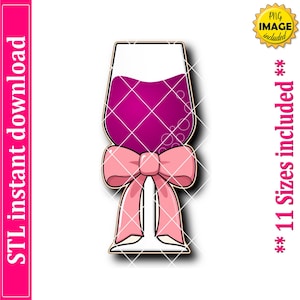 Wine Glass With Bow Ribbon Cookie Cutter STL File Instant Download, STL Cookie Cutter File