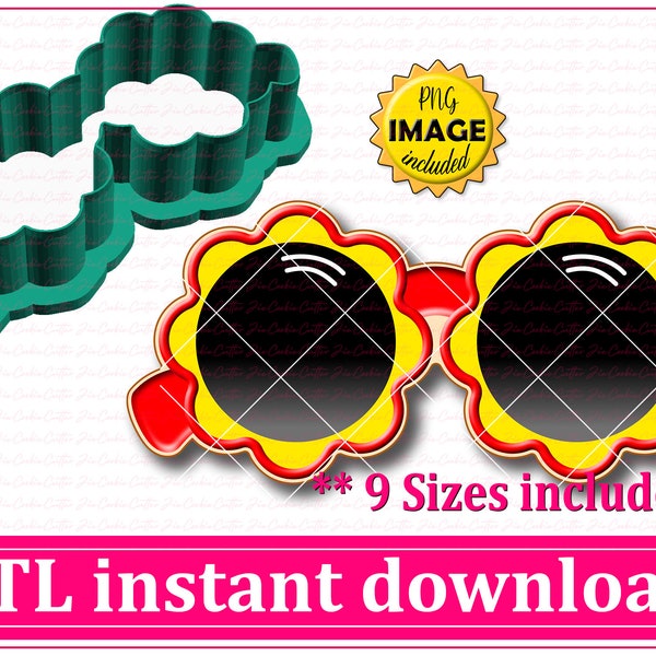 Flower Sunglass Cookie Cutter STL File Instant Download, STL Cookie Cutter File