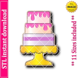Three Tier Cake Cookie Cutter STL File Instant Download, STL Cookie Cutter File