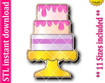 Three Tier Cake Cookie Cutter STL File, 11 Sizes (Digital Download)