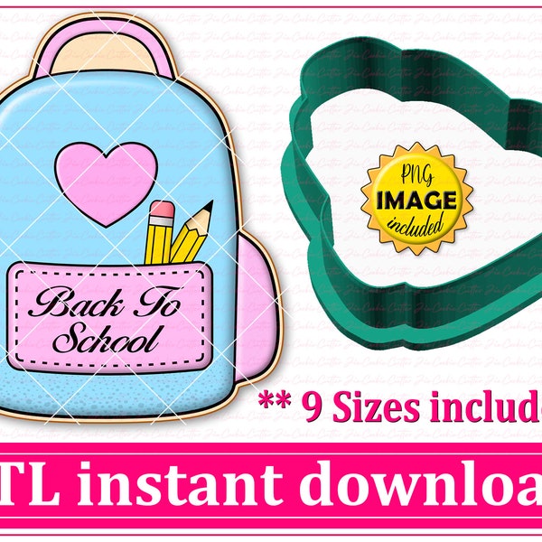 Back Pack Cookie Cutter STL File Instant Download, STL Cookie Cutter File