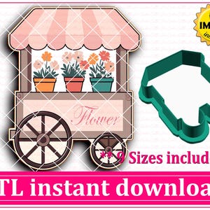 Blumen Warenkorb Cookie Cutter STL Datei Sofortiger Download, STL Cookie Cutter Datei