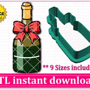 Wine Bottle Cookie Cutter STL File Instant Download, STL Cookie Cutter File