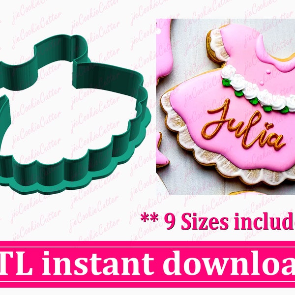 Baby Girl Dress Cookie Cutter STL File Instant Download, STL Cookie Cutter File