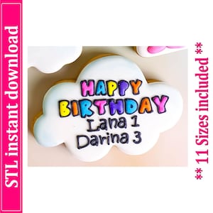 File STL per tagliabiscotti a forma di nuvola, 11 dimensioni (download digitale)