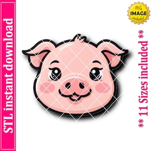 Pig Face Cookie Cutter STL File Instant Download, STL Cookie Cutter File