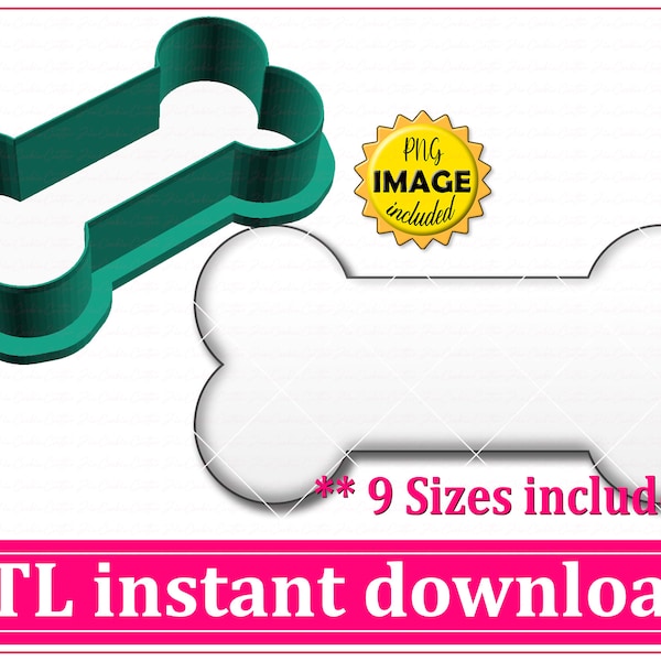 Bone Cookie Cutter STL File Instant Download, STL Cookie Cutter File