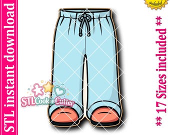 Pajamas Pants With Shoe Cookie Cutter STL File (Digital Download)