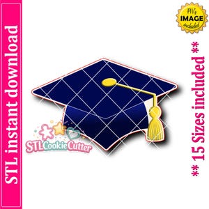 Graduation Cap Cookie Cutter STL File, 15 Sizes (Digital Download)