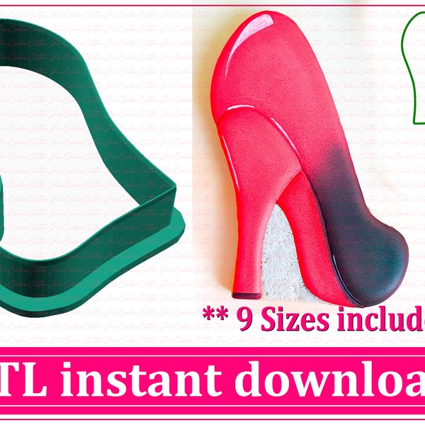 High Heeled Shoe Cookie Cutter STL File Instant Download, STL Cookie Cutter File