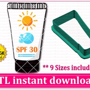 Sonnencreme Cookie Cutter STL Datei Sofortiger Download, STL Cookie Cutter Datei