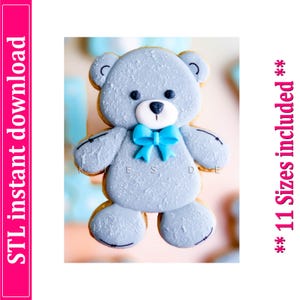 Cute Bear Cookie Cutter STL File Instant Download, STL Cookie Cutter File