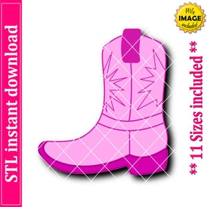 Cowboy Boot Cookie Cutter STL File, 11 Sizes (Digital Download)