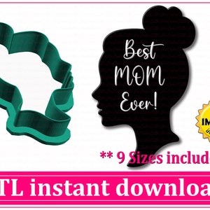 Mama Silhouette Cookie Cutter STL Datei Sofortiger Download, STL Cookie Cutter Datei