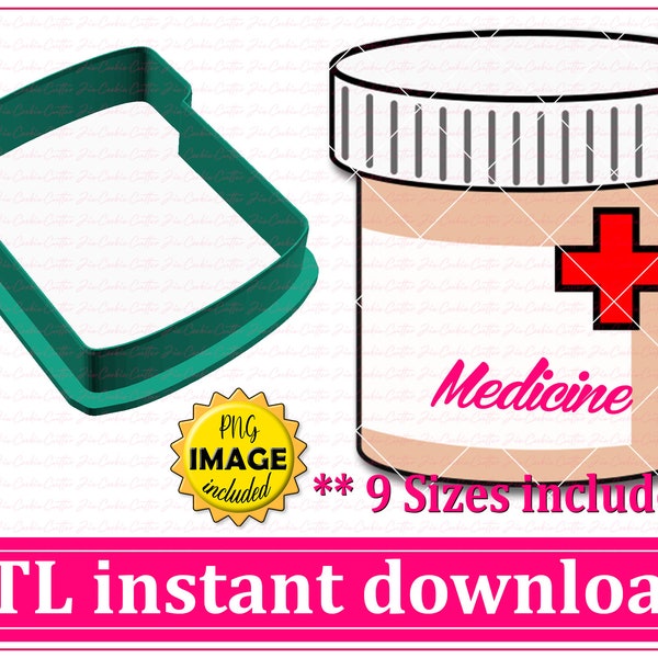 Pill Bottle Cookie Cutter STL File Instant Download, STL Cookie Cutter File