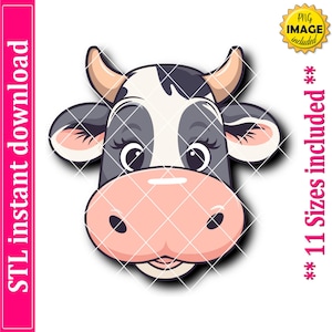 Cow Face Cookie Cutter STL File Instant Download, STL Cookie Cutter File