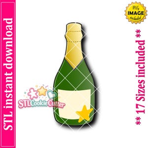 Champagne Bottle Cookie Cutter STL File (Digital Download)