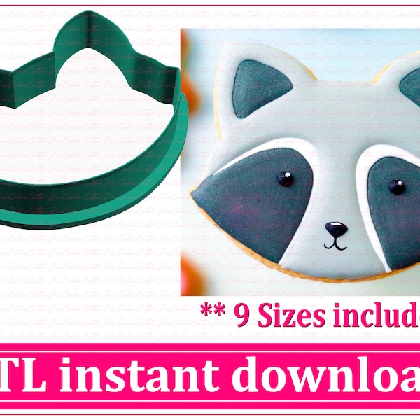 Raccoon Face Cookie Cutter STL File Instant Download, STL Cookie Cutter File