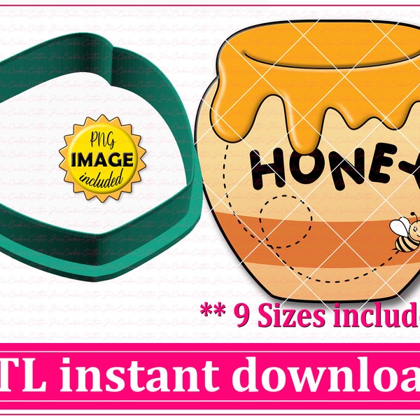 Honey Pot Cookie Cutter STL File Instant Download, STL Cookie Cutter File