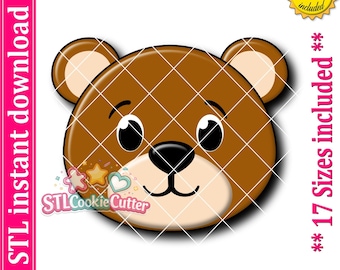 Bear Face Cookie Cutter STL File (Digital Download)