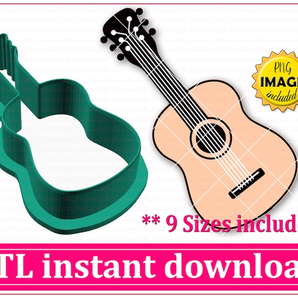 Guitar Cookie Cutter STL File Instant Download, STL Cookie Cutter File