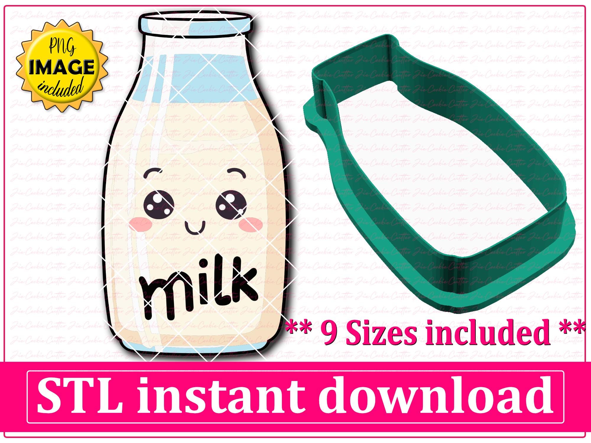 Milk Bottle Cookie Cutter STL File Instant Download, STL Cookie Cutter File