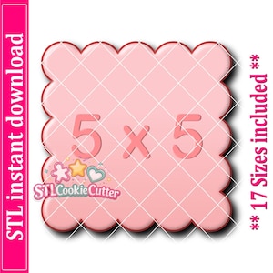Scalloped Square Cookie Cutter STL File (Digital Download)