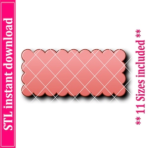 Scalloped Rectangle Cookie Cutter STL File Instant Download, STL Cookie Cutter File