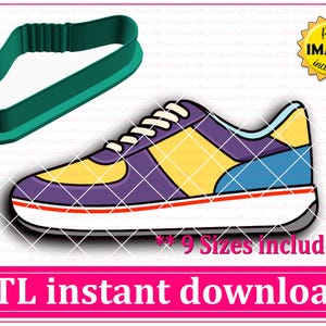 Download immediato del file STL per tagliabiscotti a forma di scarpa da ginnastica, file STL per tagliabiscotti