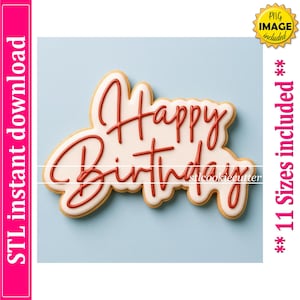 Happy Birthday Cookie Cutter STL File Instant Download, STL Cookie Cutter File