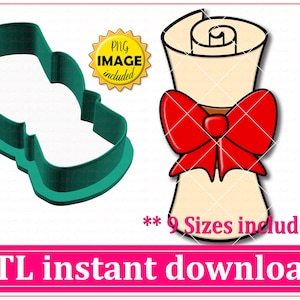Diploma Cookie Cutter Archivo STL Descarga instantánea, Archivo cortador de galletas STL