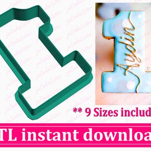 Number One Cookie Cutter STL File Instant Download, STL Cookie Cutter File